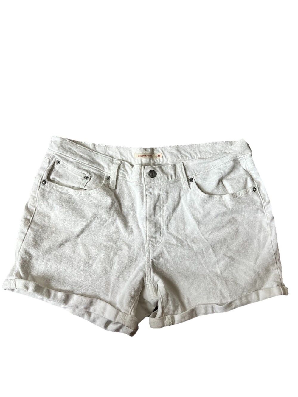 Levi’s White Mid Length Denim Shorts Women’s 33 100% Cotton